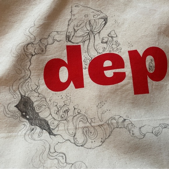 Customized hand-illustrated canvas depop logo tote - Picture 3 of 5